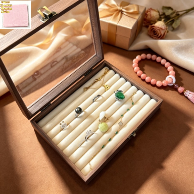 Large Capacity Multi-Slot Ring Storage Box with Cleaning Cloths
